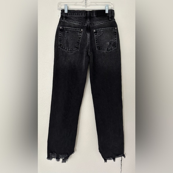 Free People We The Free Tapered Baggy Boyfriend Distressed Jeans Obsidian NEW - Picture 15 of 16